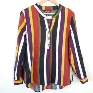 Ellen Tracy Linen Striped Tunic Top, L